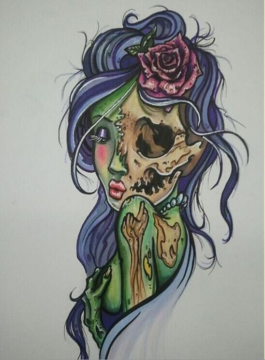 鬼面人物肖像纹身手稿图案图片