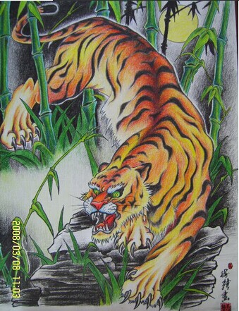 两幅经典漂亮的后背纹身手稿图片