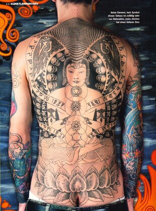 面带慈祥的泰国佛像宗教纹身图图片