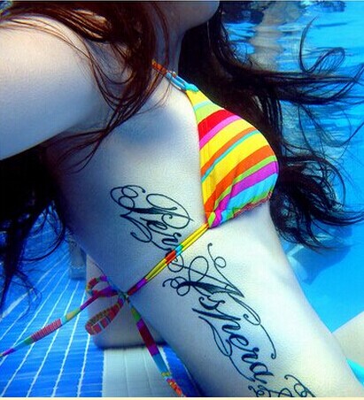 时尚女孩花体字纹身图案缩略频道推荐图