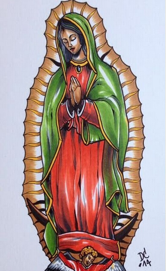 一款玛利亚耶稣纹身图案图片