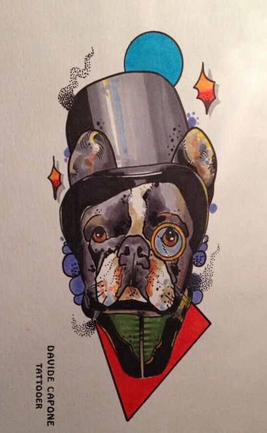 school风格的汪星人纹身图案图片