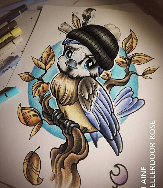 推荐一款可爱school手稿纹身图案图片