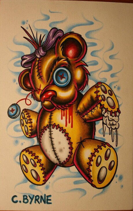 破布熊纹身手稿图案欣赏图片