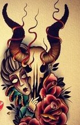 羚羊女纹身手稿图案图片