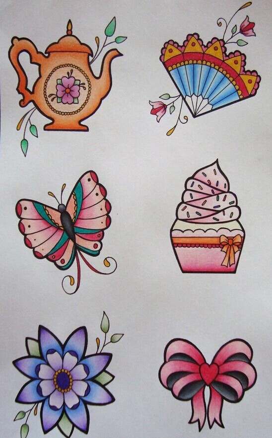 一组萌版纹身手稿图案图片