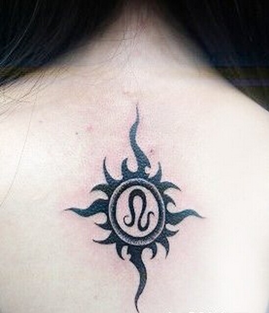 小清新背部太阳图腾纹身图案图片