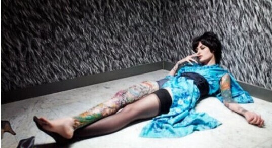 时尚女生腿部图腾纹身图案图片