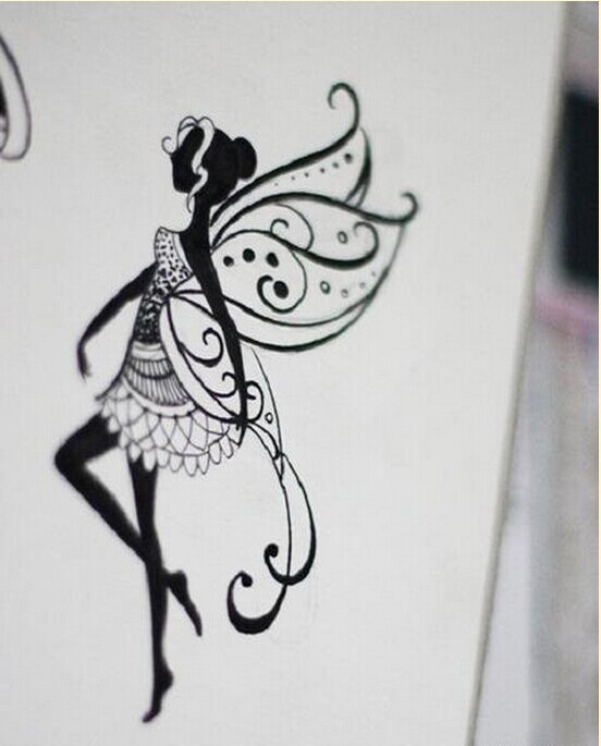 一款漂亮小精灵纹身手稿图片图片