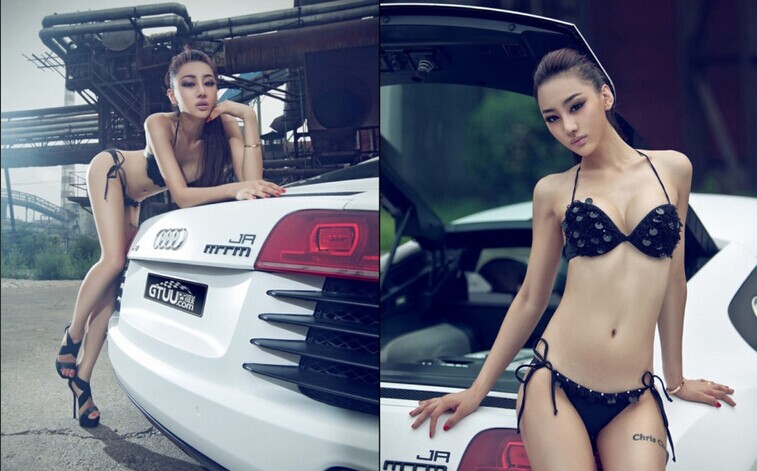 性感美女车模腿部纹身图片图片