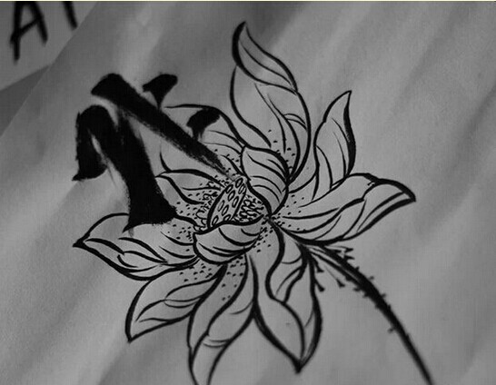 梵文莲花纹身手稿图案图片