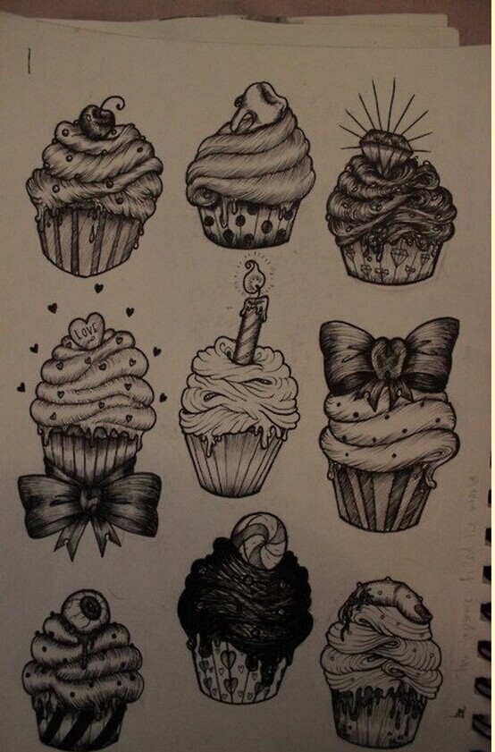 可爱冰淇淋纹身手稿图案欣赏图片
