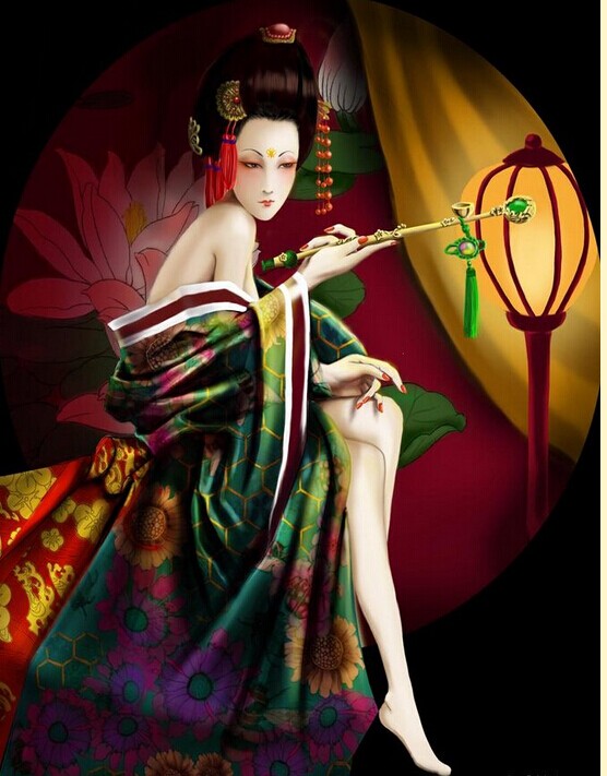 一组漂亮艺妓纹身手稿图案推荐图片