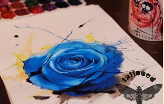 时尚漂亮玫瑰花纹身手稿图案图片