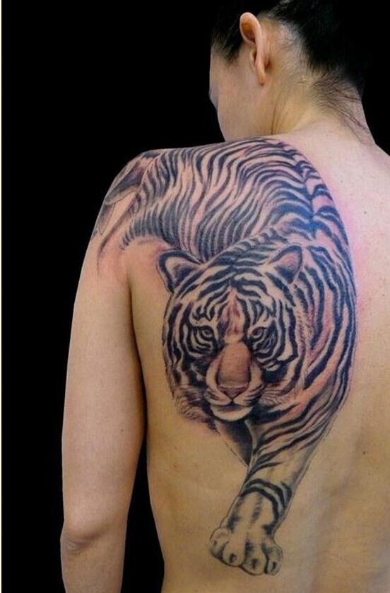 时尚背部个性老虎纹身图案推荐图片