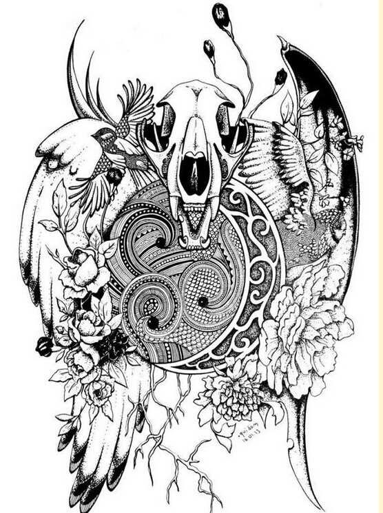 漂亮时尚羚羊纹身手稿图案大全图片