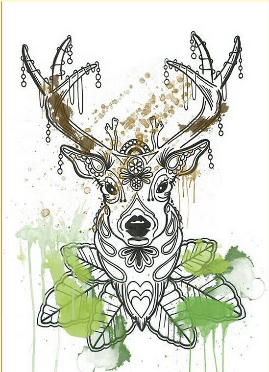 时尚漂亮羚羊纹身手稿图案欣赏图片