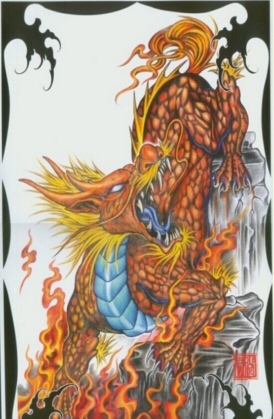 个性时尚麒麟纹身手稿图案推荐图片
