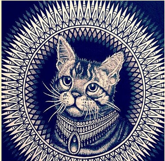 时尚漂亮猫咪纹身手稿图案图片