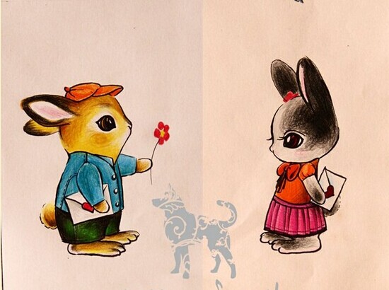 漂亮时尚卡通兔子纹身手稿图案欣赏图片