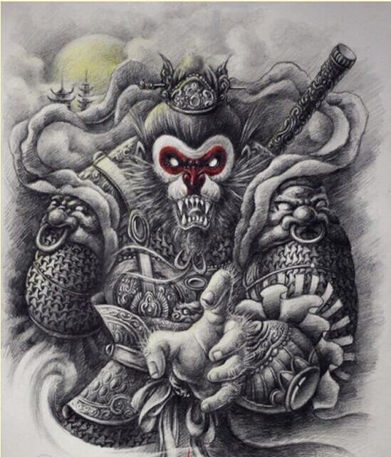 个性时尚孙悟空纹身手稿图案推荐图片