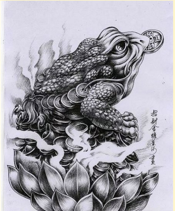 个性时尚金蝉莲花纹身手稿图案图片