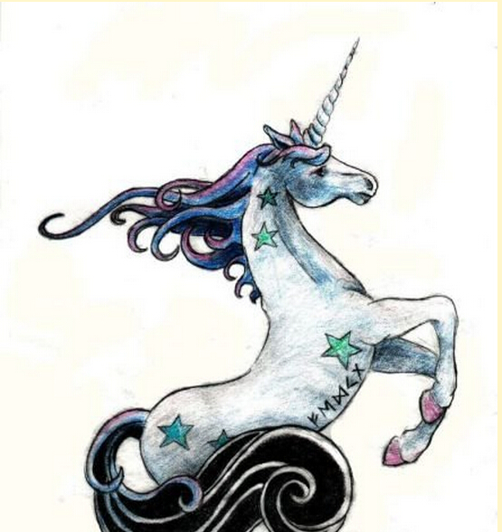 个性时尚独角兽纹身手稿图案图片