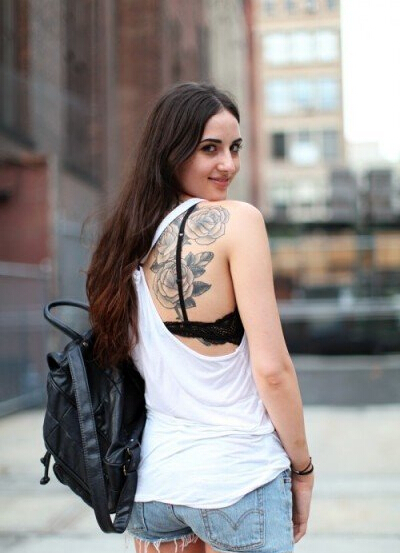 漂亮经典国外时尚美女后背纹身图片图片