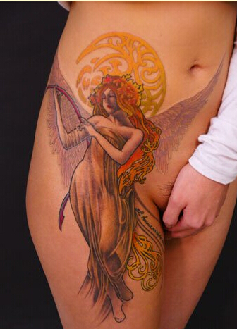 超经典性感美女个性天使纹身图案