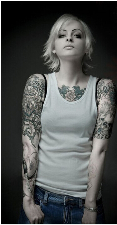 欧美漂亮美眉时尚个性纹身图案图片