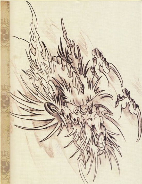 个性时尚好看的龙头纹身手稿图案图片