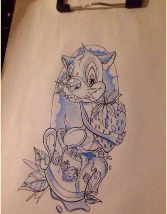 漂亮好看的卡通纹身手稿图案欣赏图片