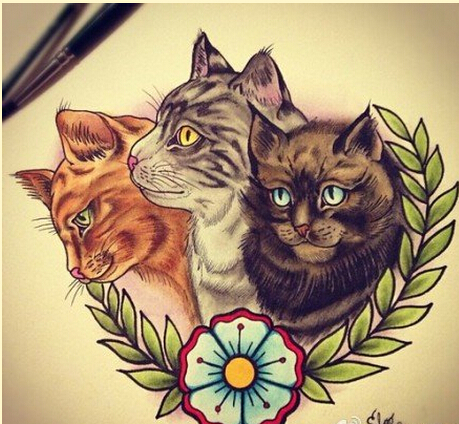 时尚可爱好看的猫咪纹身手稿图片欣赏图片