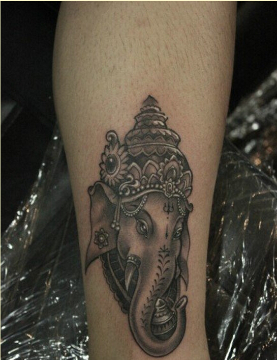 个性时尚脚踝象神纹身图案图片