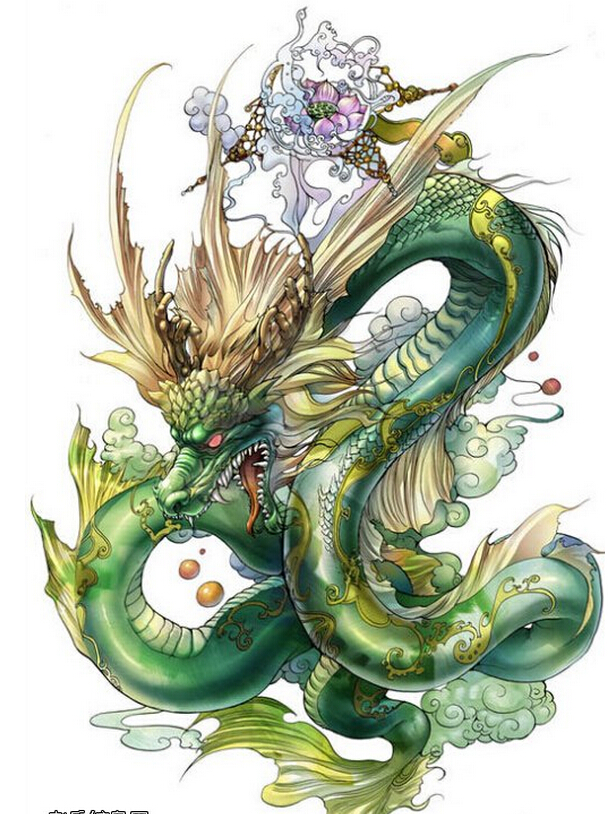 个性时尚经典帅气传统龙纹身手稿图案图片