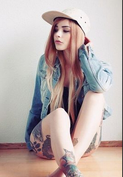 欧美美女漂亮魅力迷人个性纹身图片  图片