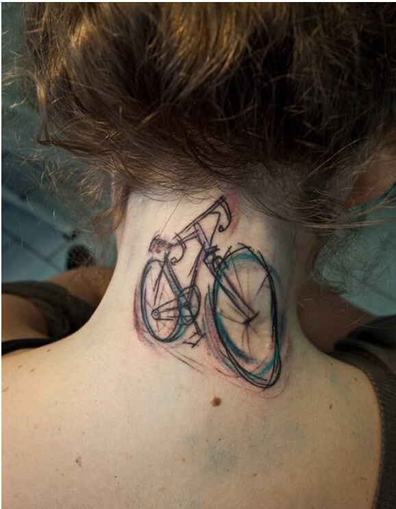 女性脖子经典时尚自行车纹身图案图片