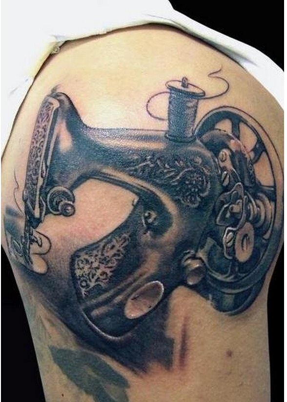 个性时尚臀部经典缝纫机纹身图案