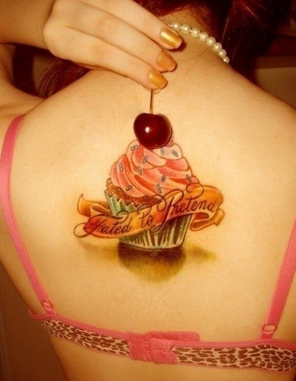 美女背部漂亮好看的小清新蛋糕纹身图图片缩略频道推荐图