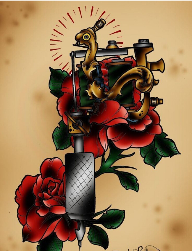 个性时尚漂亮好看的纹身机手稿图案图片