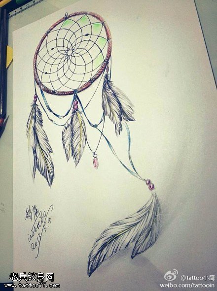 彩色个性捕梦网文手稿图案