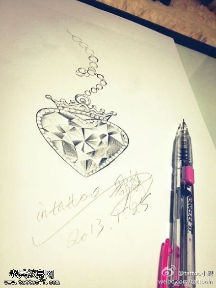 海洋之心纹身手稿图案