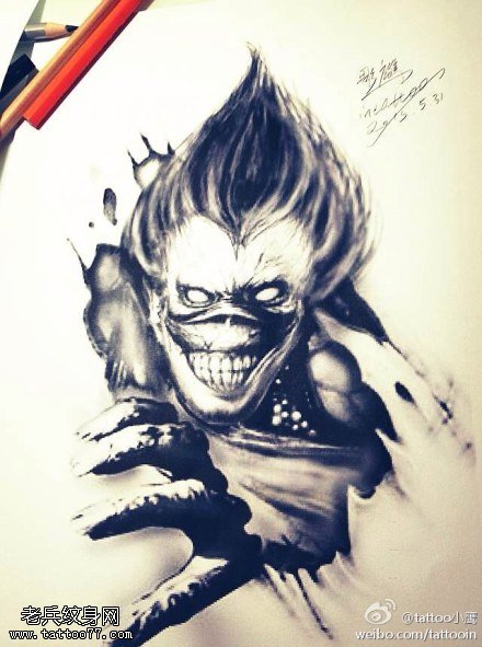 邪恶孙悟空纹身手稿图案