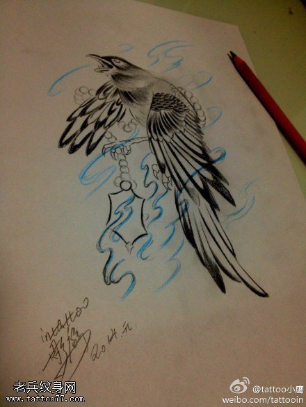 老鹰纹身手稿图案