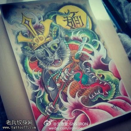 彩色个性猫咪纹身图片