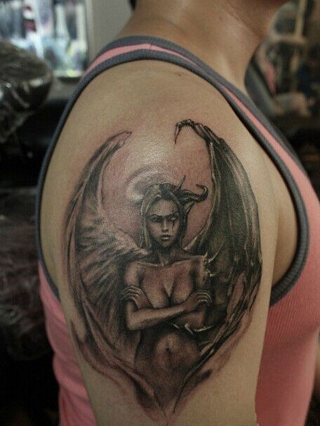 大气唯美的手臂天使刺青