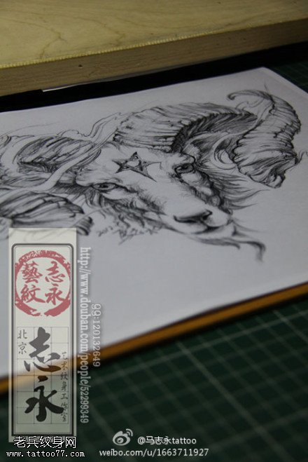 个性羚羊纹身手稿图案