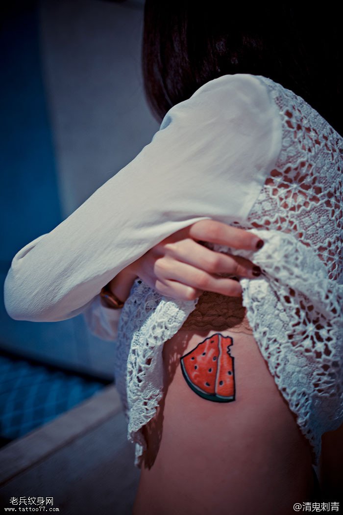 小清新绿油油西瓜纹身图案