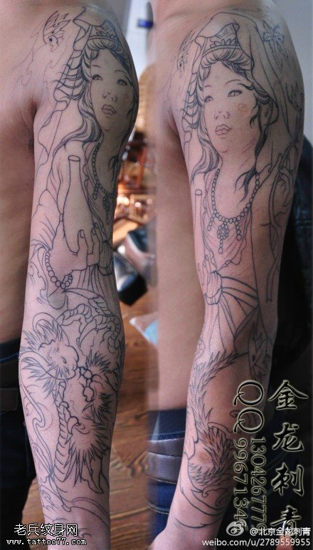 胳膊虔诚观世音菩萨纹身图案