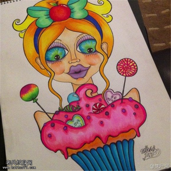 一组个性彩色邪恶的蛋糕纹身手稿图片缩略频道推荐图